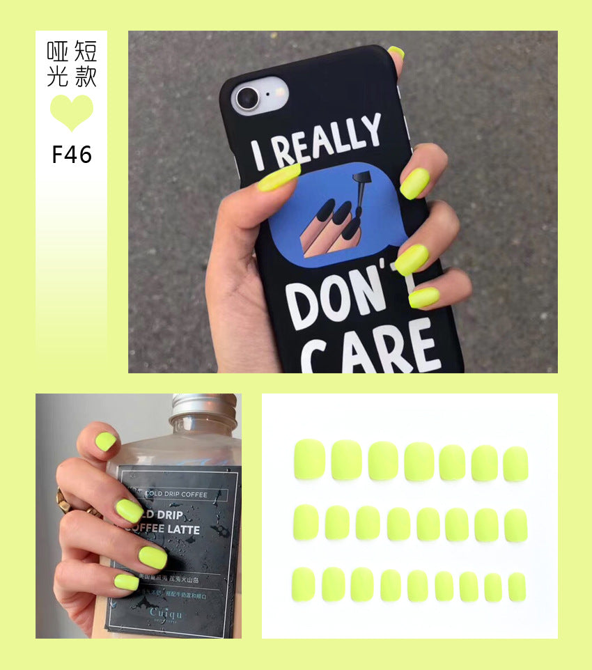 Fashion  nail Tina Manicure European and American Short Wear Manicure Frosted and Matte Fake Nail Tip Finished Product Nail Tip Manicure Implement Collection