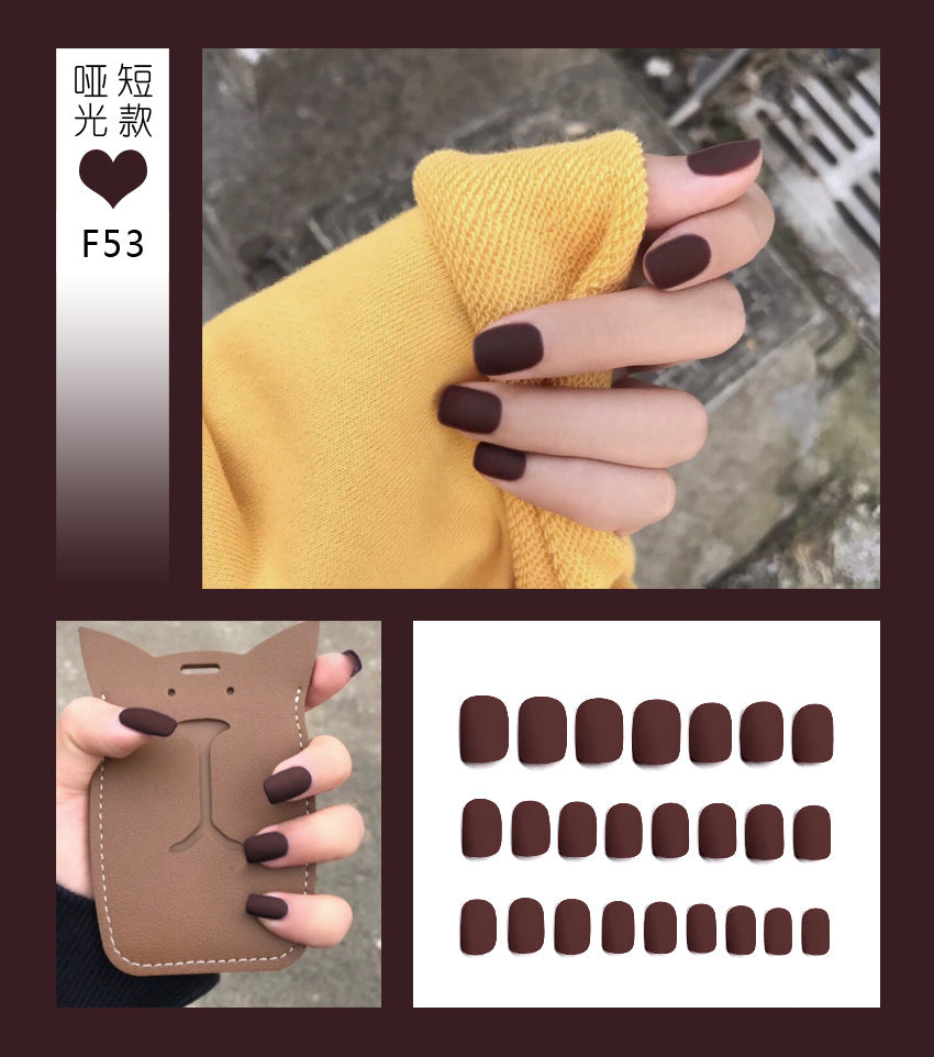 Fashion  nail Tina Manicure European and American Short Wear Manicure Frosted and Matte Fake Nail Tip Finished Product Nail Tip Manicure Implement Collection
