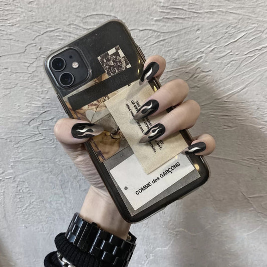Fashion  nail European and American Nail Patch Flame Fake Nail Tip Matte Wear Nail Stickers Finished Product Nail Tip 24 Pieces MS-32