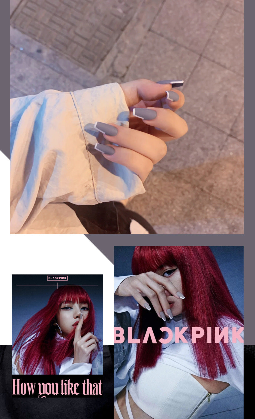 Fashion  nail Lisa Same European and American Nail Fake Nail Patch Fake Nail Tip Detachable Wearable Finished Nail Beauty Nail MS-33