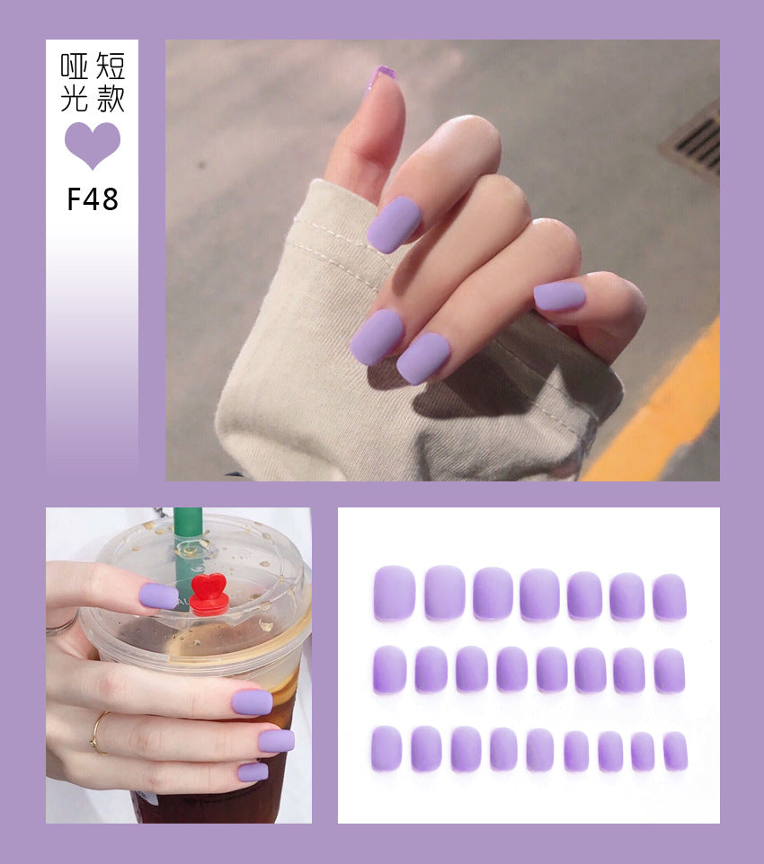 Fashion  nail Tina Manicure European and American Short Wear Manicure Frosted and Matte Fake Nail Tip Finished Product Nail Tip Manicure Implement Collection