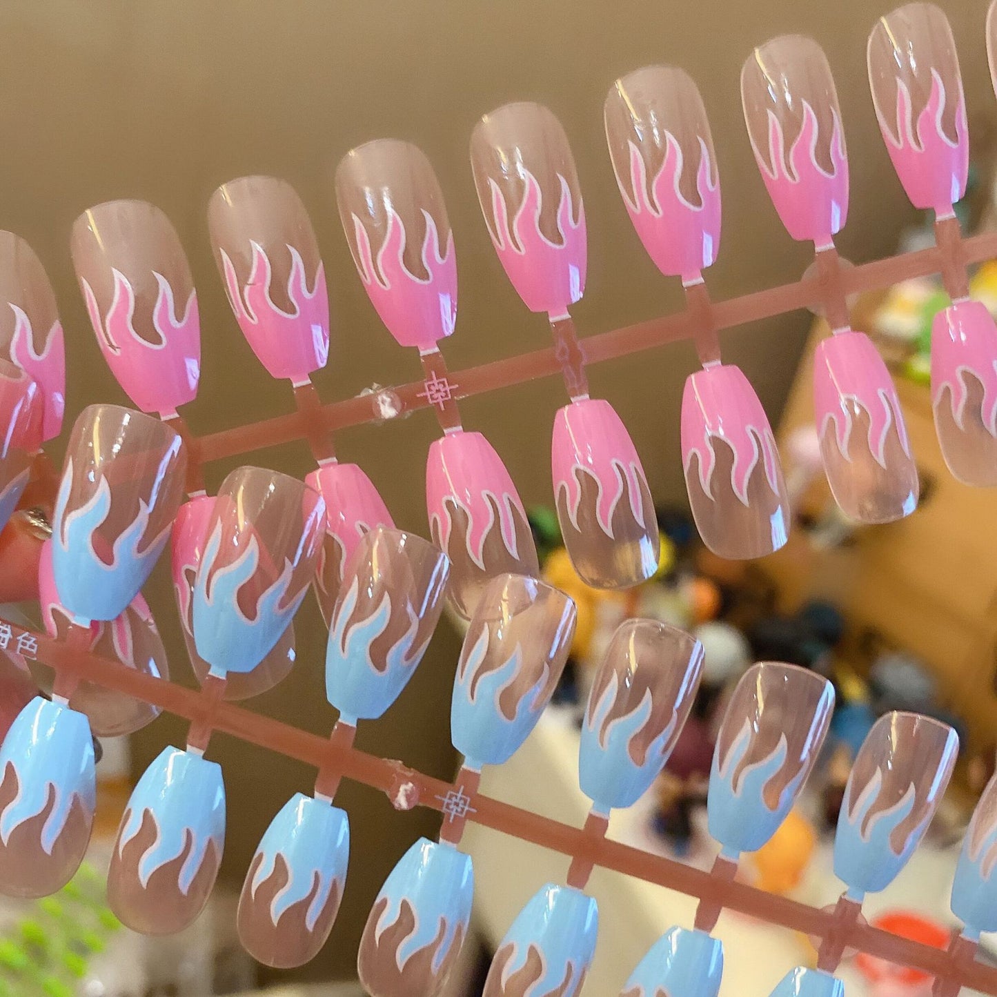 Fashion  nail Clearance Nail Patch Flame Fake Nail Tip Wear Nail Stickers Finished Product Nail Tip Paste 24 Pieces Factory Direct Sales