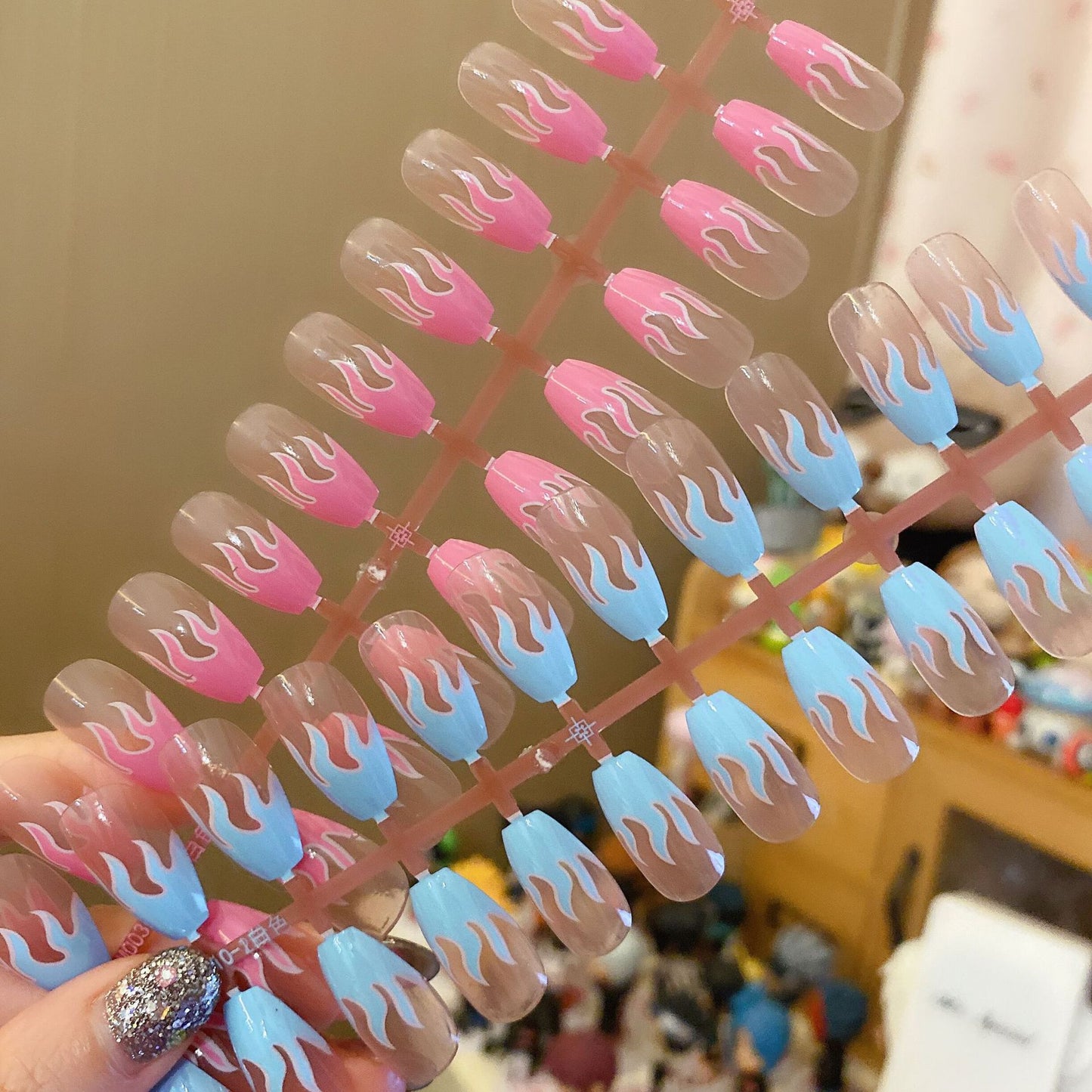Fashion  nail Clearance Nail Patch Flame Fake Nail Tip Wear Nail Stickers Finished Product Nail Tip Paste 24 Pieces Factory Direct Sales
