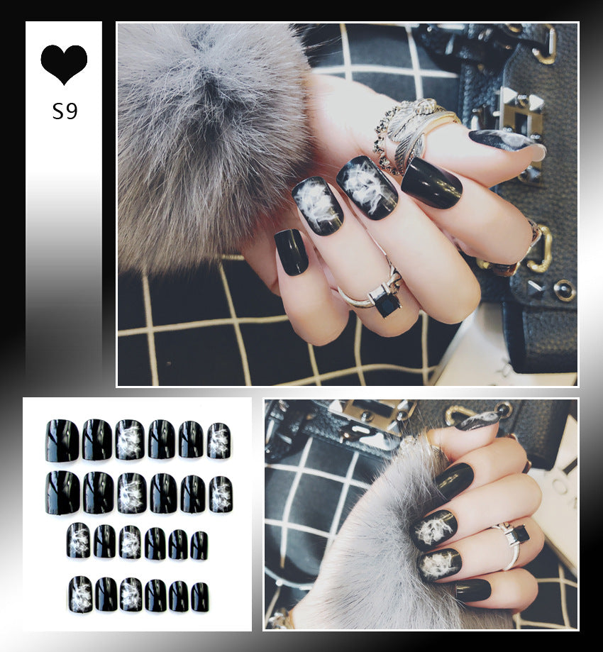 Fashion  nail Online Influencer Pop Fake Nails Wear Armor Finished Product Nail Tip Nail Stickers Removable Nail Patch Anti-24 Pieces