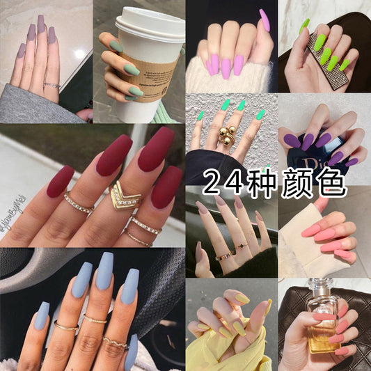 Fashion  nail Tina Manicure Long European and American Wear Manicure Scrub Ballet Fake Nail Tip Finished Product Nail Tip Manicure Implement Collection