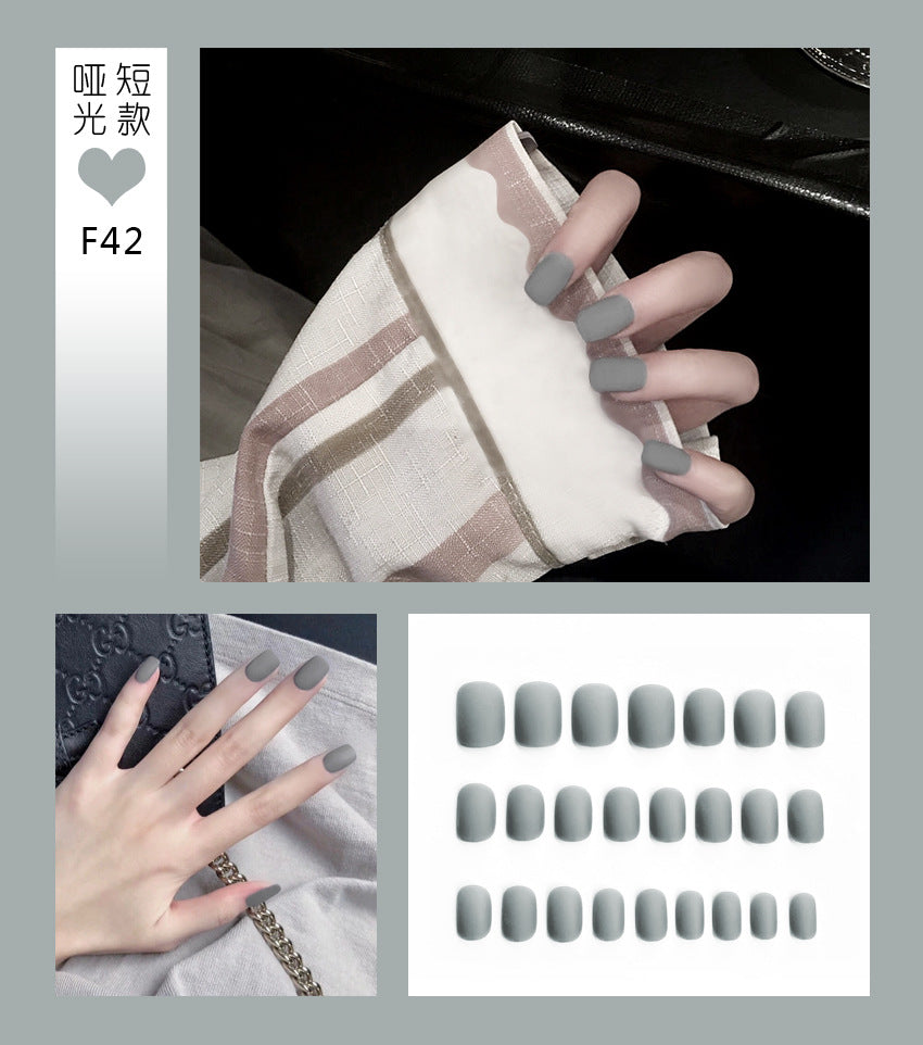 Fashion  nail Tina Manicure European and American Short Wear Manicure Frosted and Matte Fake Nail Tip Finished Product Nail Tip Manicure Implement Collection
