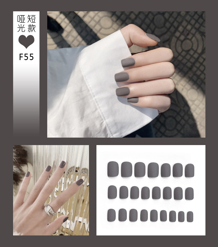 Fashion  nail Tina Manicure European and American Short Wear Manicure Frosted and Matte Fake Nail Tip Finished Product Nail Tip Manicure Implement Collection