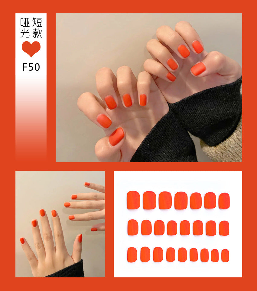 Fashion  nail Tina Manicure European and American Short Wear Manicure Frosted and Matte Fake Nail Tip Finished Product Nail Tip Manicure Implement Collection