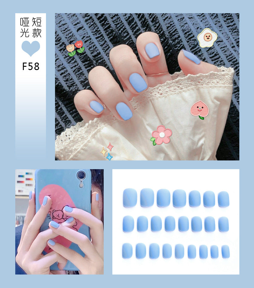 Fashion  nail Tina Manicure European and American Short Wear Manicure Frosted and Matte Fake Nail Tip Finished Product Nail Tip Manicure Implement Collection