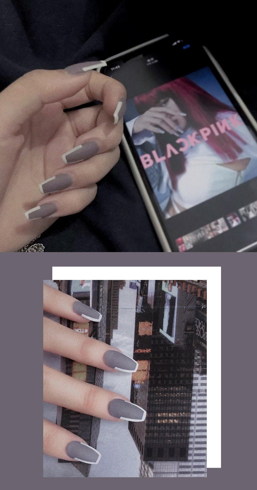 Fashion  nail Lisa Same European and American Nail Fake Nail Patch Fake Nail Tip Detachable Wearable Finished Nail Beauty Nail MS-33