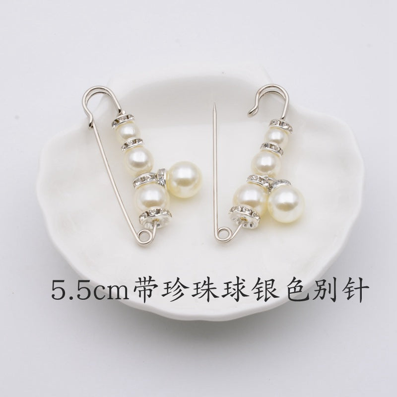 配饰胸针防走光珍珠胸针 女一字高档胸花别针蝴蝶插针丝巾扣 裙口收腰神器