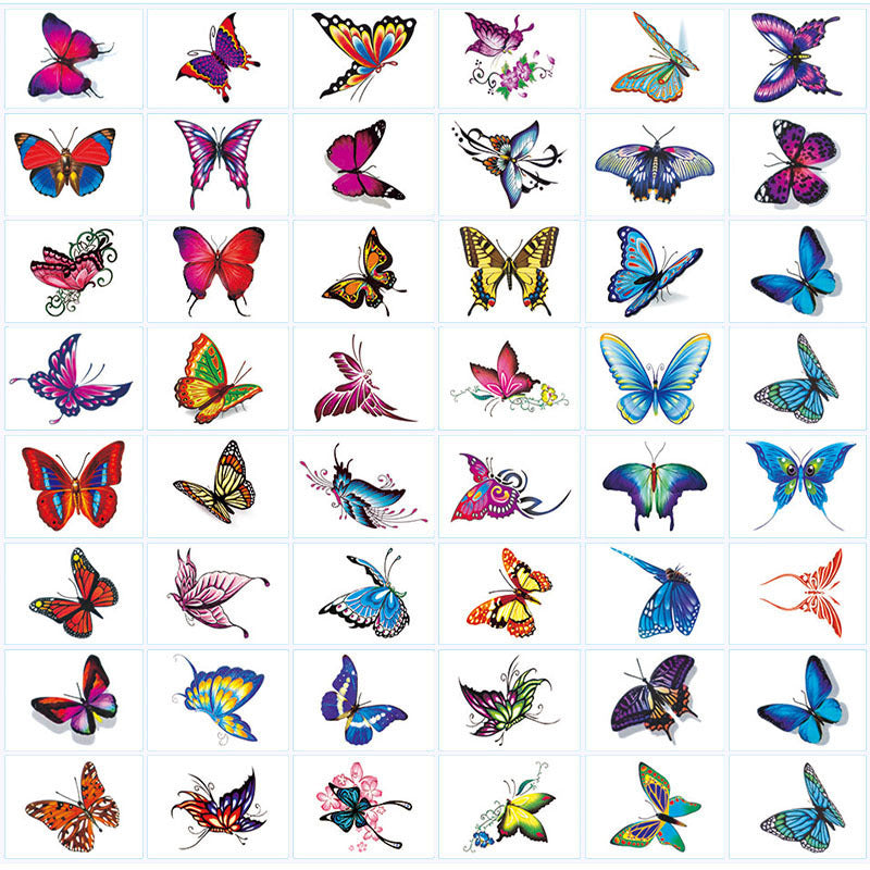 Tattoo sticker Waterproof female colorful black rose Flower Butterfly personality small fresh tattoo scar mask sticker