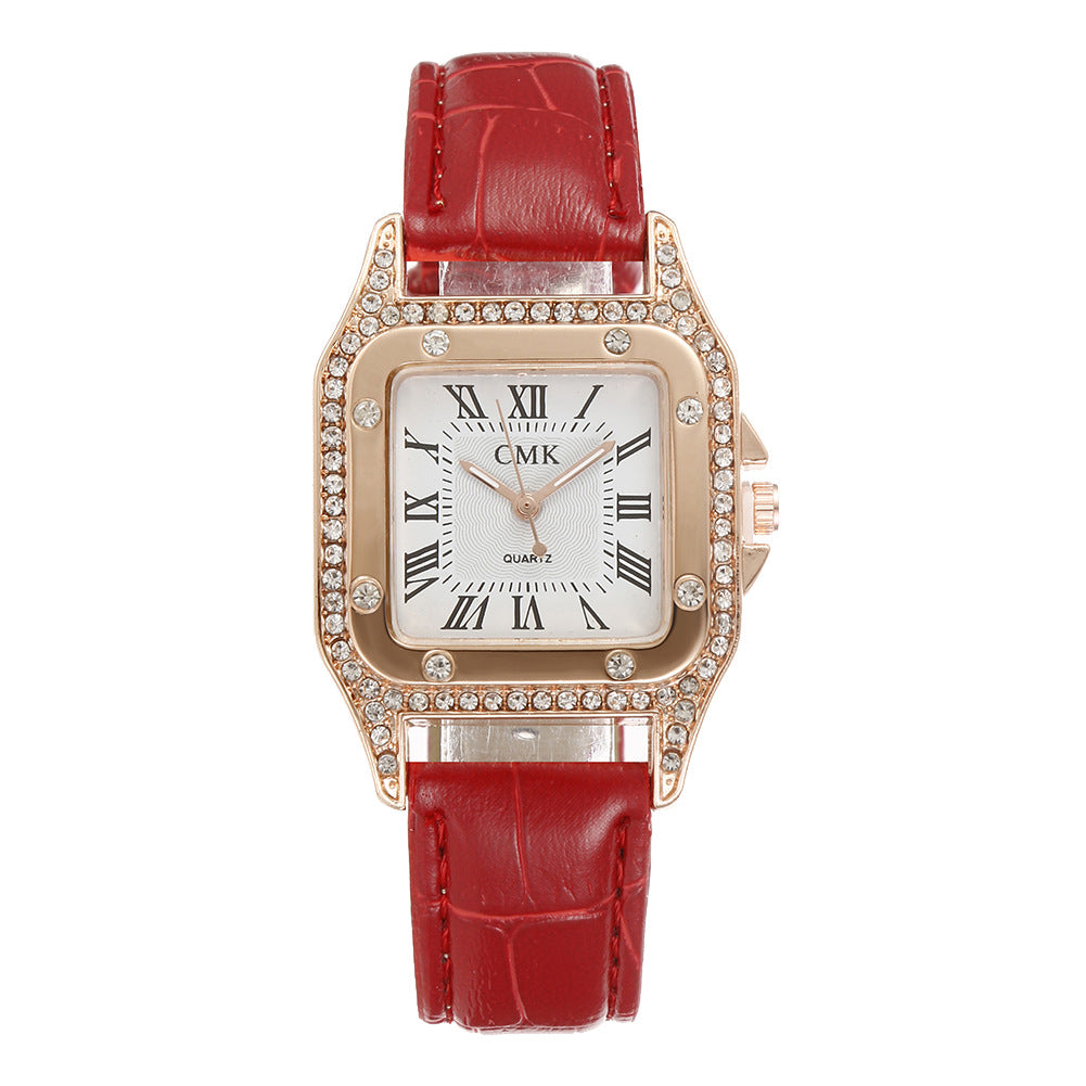Fashion women's watchCross-Border Hot Sale New Women's Quartz Watch Square Fashion Belt Business Roman Scale Watch Manufacturer