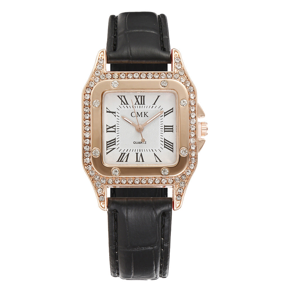 Fashion women's watchCross-Border Hot Sale New Women's Quartz Watch Square Fashion Belt Business Roman Scale Watch Manufacturer
