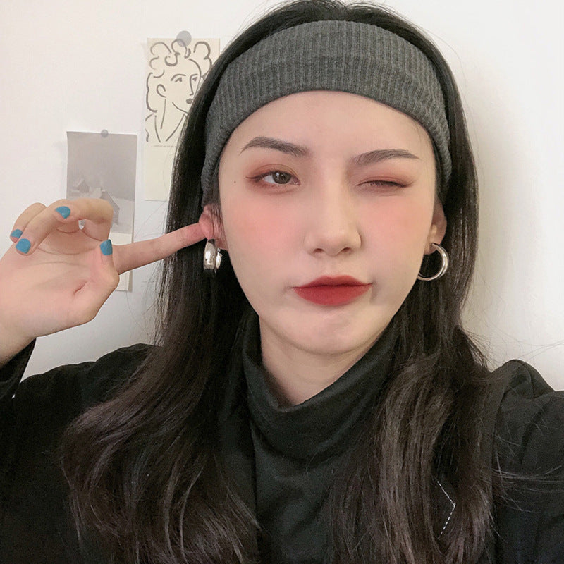 首饰耳环925银针几何圈圈耳环韩国小众设计百搭耳饰时尚网红同款个性耳坠