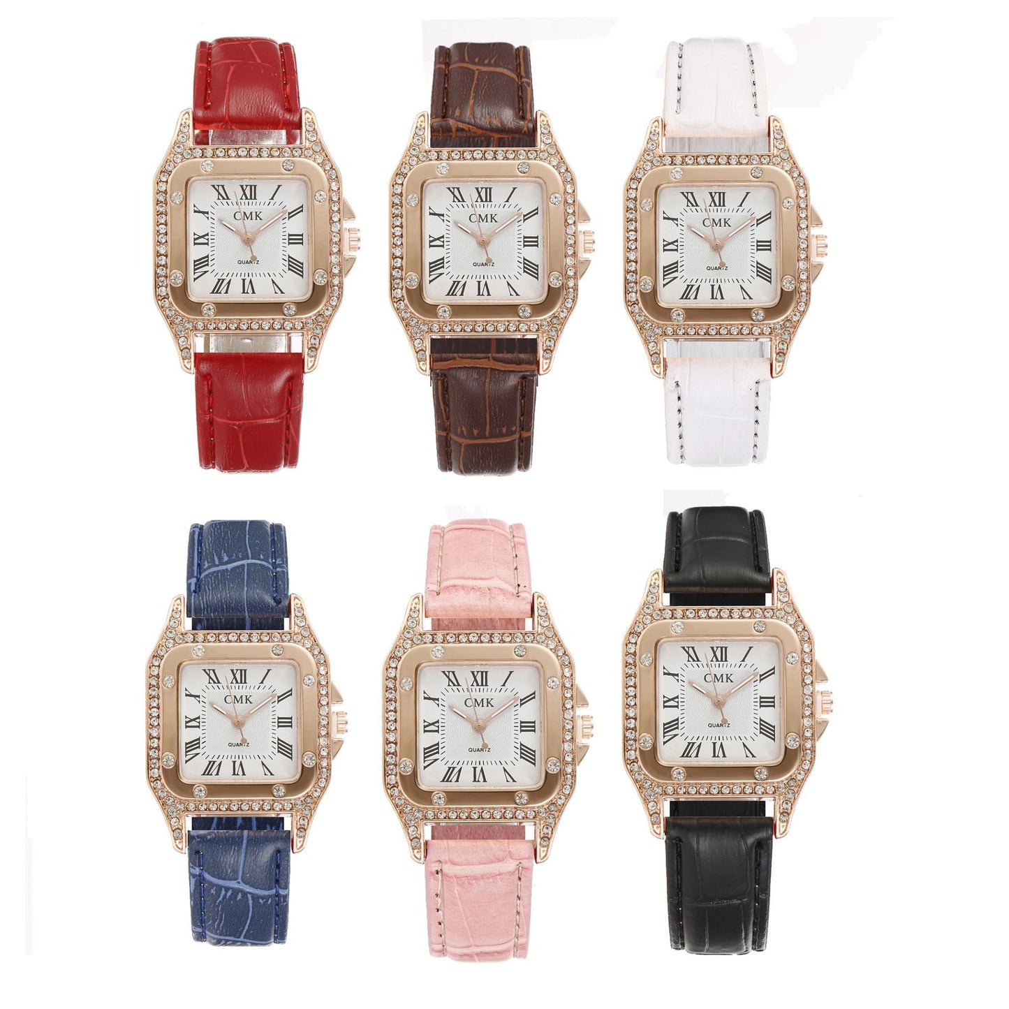 Fashion women's watchCross-Border Hot Sale New Women's Quartz Watch Square Fashion Belt Business Roman Scale Watch Manufacturer
