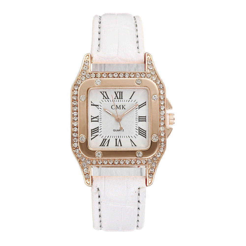 Fashion women's watchCross-Border Hot Sale New Women's Quartz Watch Square Fashion Belt Business Roman Scale Watch Manufacturer