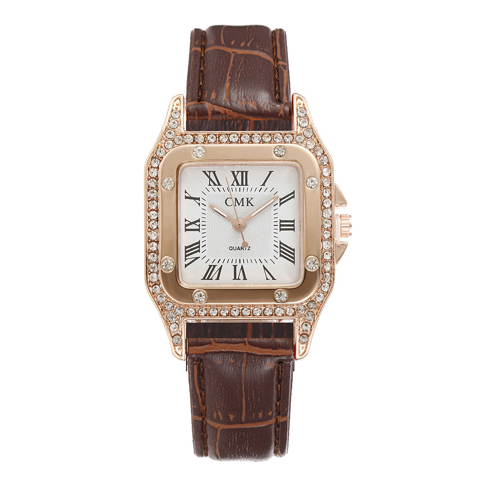 Fashion women's watchCross-Border Hot Sale New Women's Quartz Watch Square Fashion Belt Business Roman Scale Watch Manufacturer