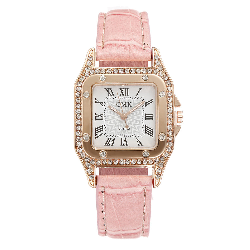 Fashion women's watchCross-Border Hot Sale New Women's Quartz Watch Square Fashion Belt Business Roman Scale Watch Manufacturer