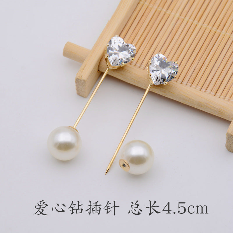 配饰胸针防走光珍珠胸针 女一字高档胸花别针蝴蝶插针丝巾扣 裙口收腰神器