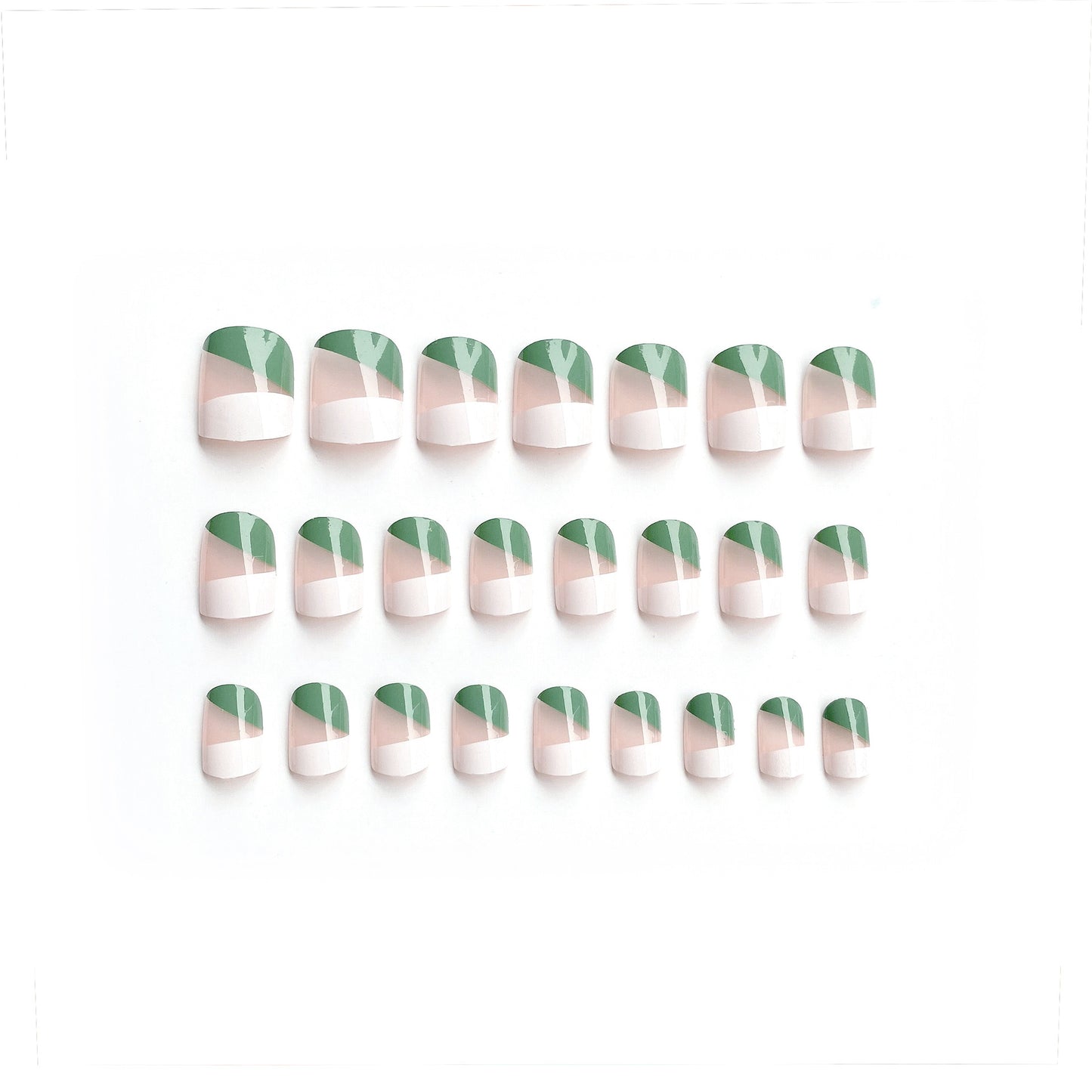 Fashion  nail Tina Manicure French Short Fake Nail Tip Wear Nail Stickers Finished Product Nail Tip Stickers 24 Pieces Factory Direct Sales S129