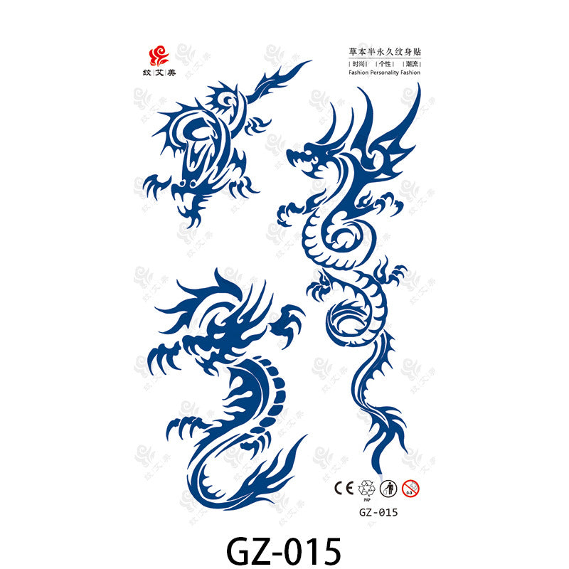 Free shipping Tattoo Factory in Stock Wholesale Herbal Semi-Permanent Tattoo Sticker Juice Tattoo Sticker Sweatproof and Waterproof Chest Tattoo Sticker