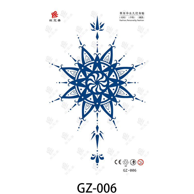 Free shipping Tattoo Factory in Stock Wholesale Herbal Semi-Permanent Tattoo Sticker Juice Tattoo Sticker Sweatproof and Waterproof Chest Tattoo Sticker