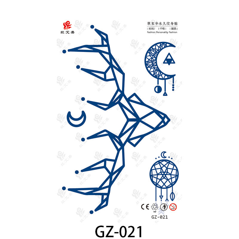 Free shipping Tattoo Factory in Stock Wholesale Herbal Semi-Permanent Tattoo Sticker Juice Tattoo Sticker Sweatproof and Waterproof Chest Tattoo Sticker
