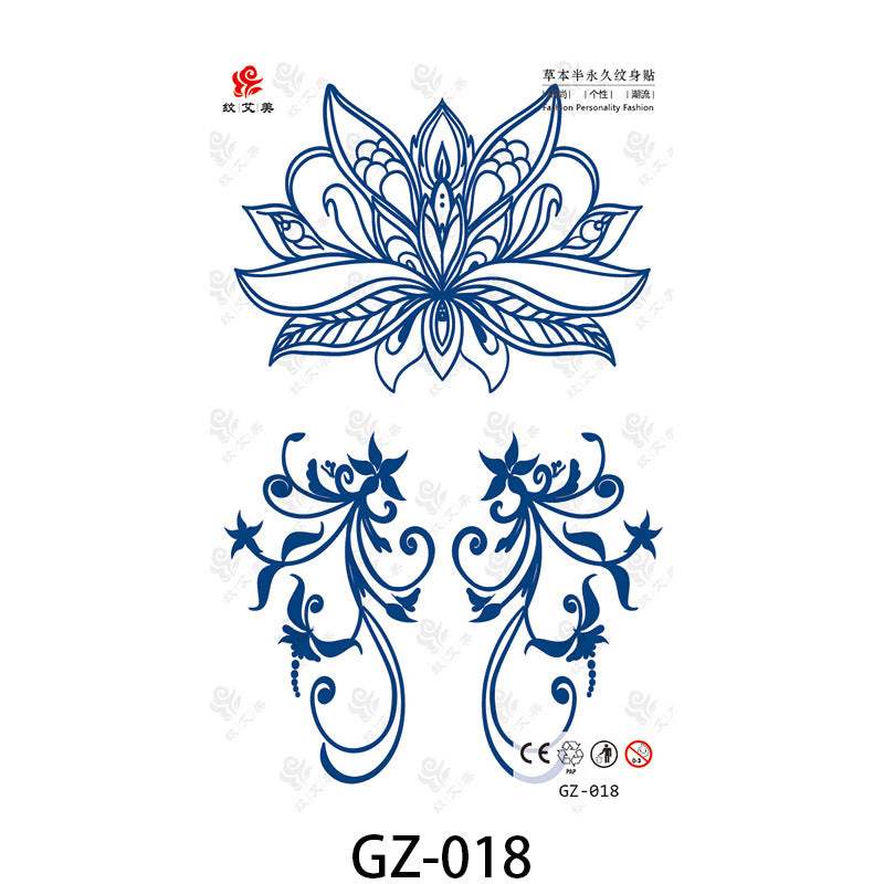 Free shipping Tattoo Factory in Stock Wholesale Herbal Semi-Permanent Tattoo Sticker Juice Tattoo Sticker Sweatproof and Waterproof Chest Tattoo Sticker