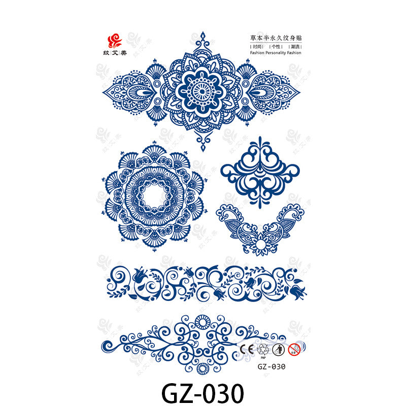 Free shipping Tattoo Factory in Stock Wholesale Herbal Semi-Permanent Tattoo Sticker Juice Tattoo Sticker Sweatproof and Waterproof Chest Tattoo Sticker