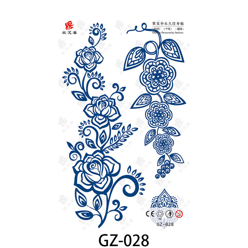 Free shipping Tattoo Factory in Stock Wholesale Herbal Semi-Permanent Tattoo Sticker Juice Tattoo Sticker Sweatproof and Waterproof Chest Tattoo Sticker