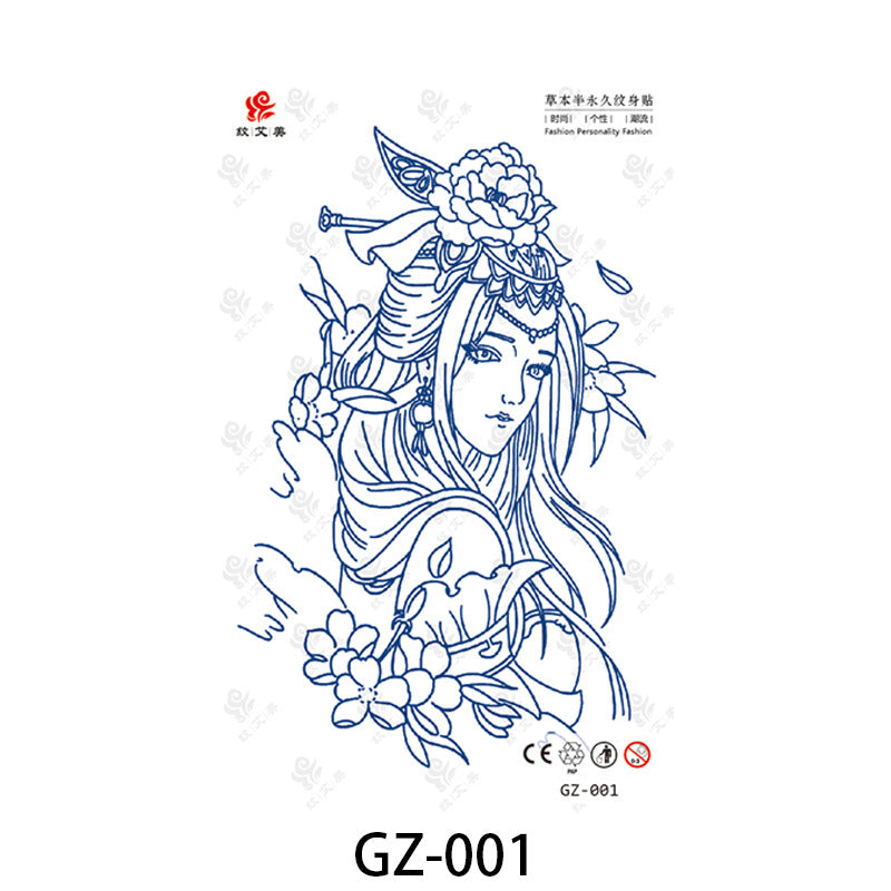 Free shipping Tattoo Factory in Stock Wholesale Herbal Semi-Permanent Tattoo Sticker Juice Tattoo Sticker Sweatproof and Waterproof Chest Tattoo Sticker