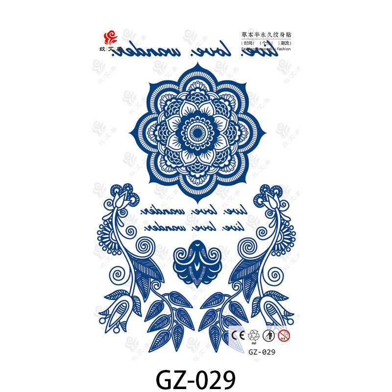 Free shipping Tattoo Factory in Stock Wholesale Herbal Semi-Permanent Tattoo Sticker Juice Tattoo Sticker Sweatproof and Waterproof Chest Tattoo Sticker
