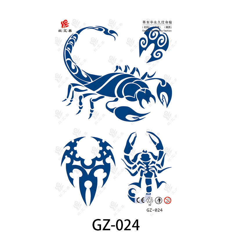 Free shipping Tattoo Factory in Stock Wholesale Herbal Semi-Permanent Tattoo Sticker Juice Tattoo Sticker Sweatproof and Waterproof Chest Tattoo Sticker