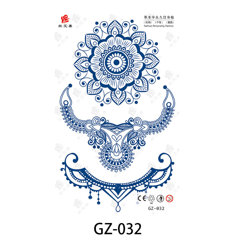 Free shipping Tattoo Factory in Stock Wholesale Herbal Semi-Permanent Tattoo Sticker Juice Tattoo Sticker Sweatproof and Waterproof Chest Tattoo Sticker