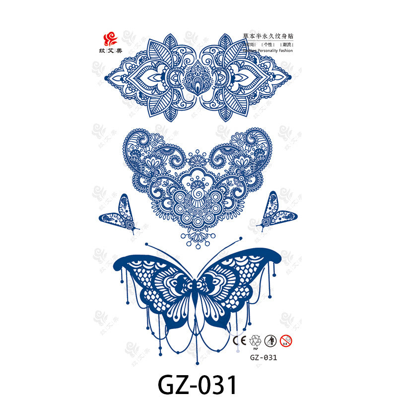Free shipping Tattoo Factory in Stock Wholesale Herbal Semi-Permanent Tattoo Sticker Juice Tattoo Sticker Sweatproof and Waterproof Chest Tattoo Sticker