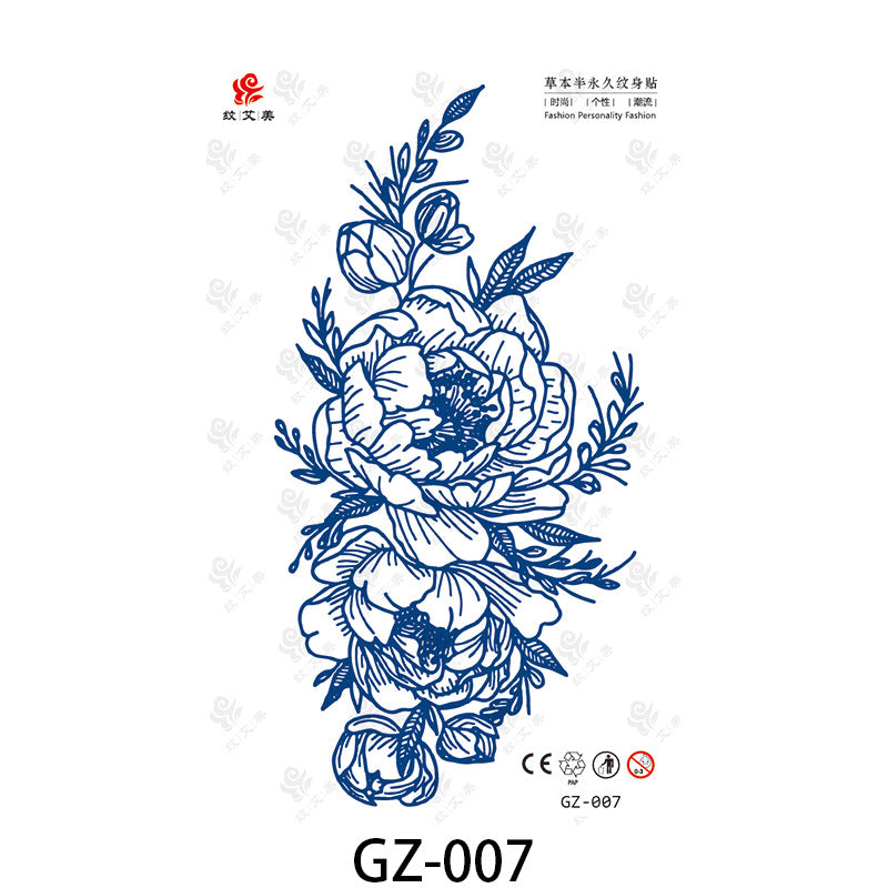 Free shipping Tattoo Factory in Stock Wholesale Herbal Semi-Permanent Tattoo Sticker Juice Tattoo Sticker Sweatproof and Waterproof Chest Tattoo Sticker
