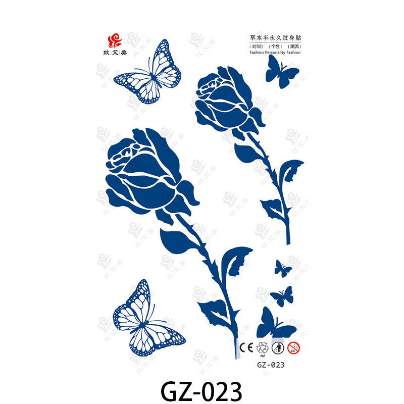 Free shipping Tattoo Factory in Stock Wholesale Herbal Semi-Permanent Tattoo Sticker Juice Tattoo Sticker Sweatproof and Waterproof Chest Tattoo Sticker