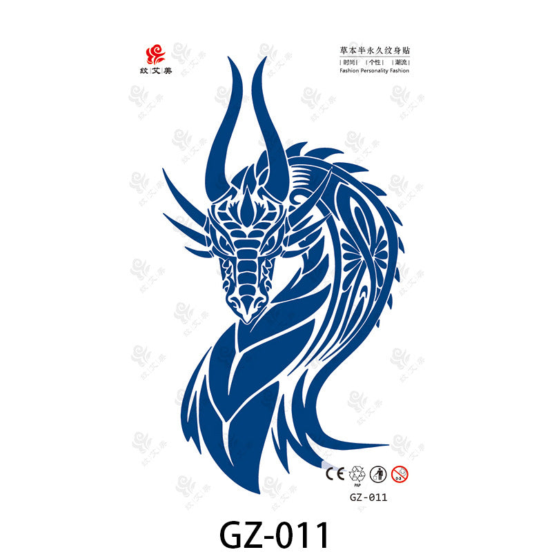 Free shipping Tattoo Factory in Stock Wholesale Herbal Semi-Permanent Tattoo Sticker Juice Tattoo Sticker Sweatproof and Waterproof Chest Tattoo Sticker