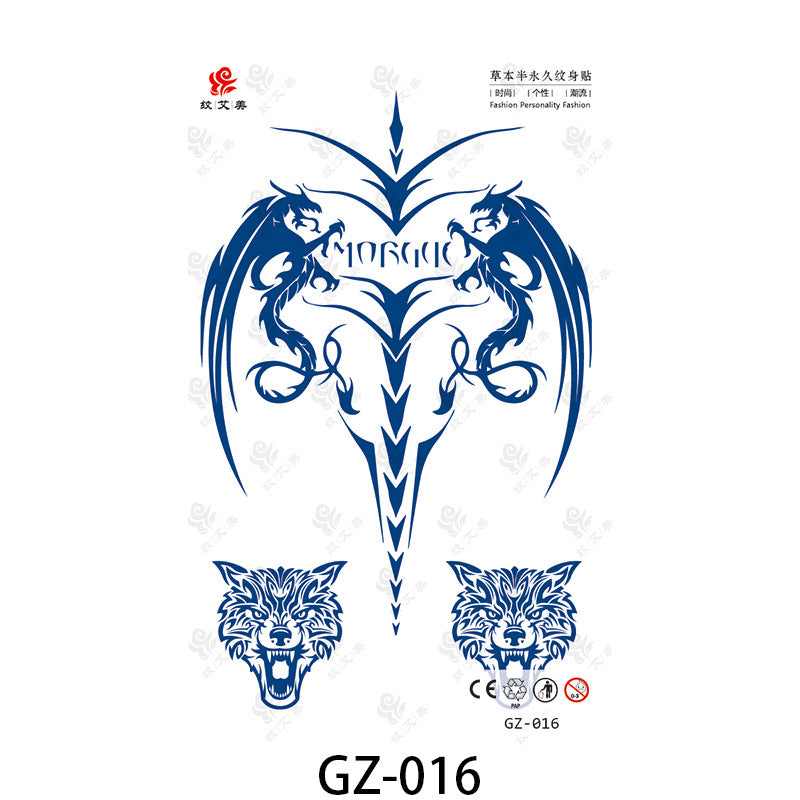 Free shipping Tattoo Factory in Stock Wholesale Herbal Semi-Permanent Tattoo Sticker Juice Tattoo Sticker Sweatproof and Waterproof Chest Tattoo Sticker