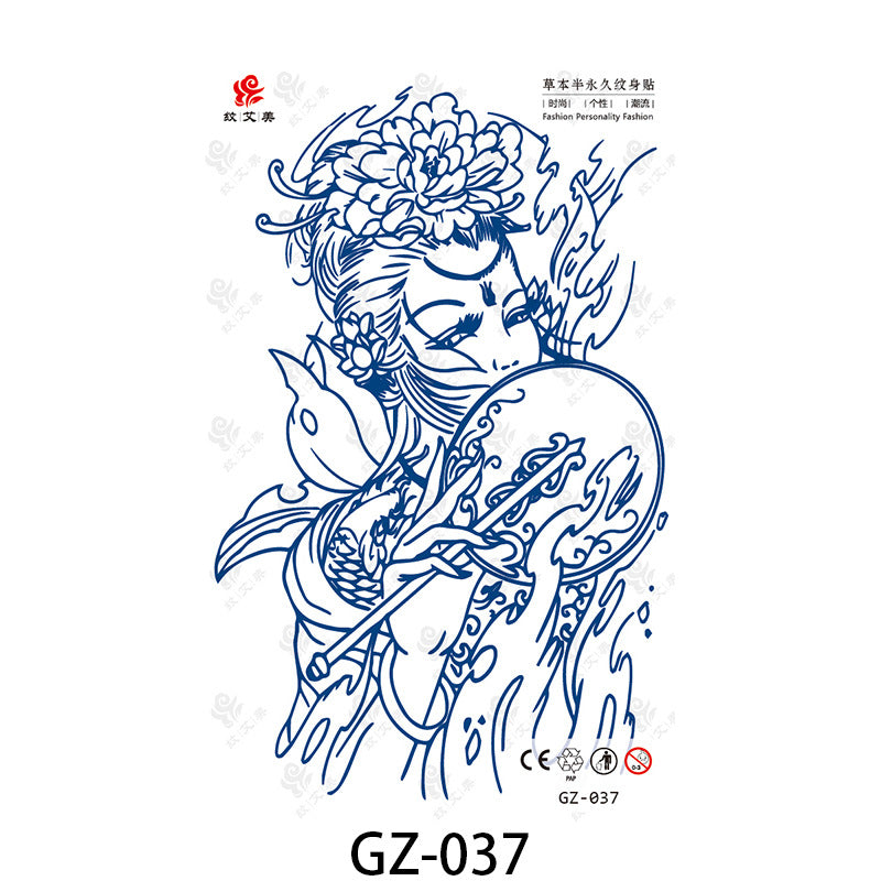 Free shipping Tattoo Factory in Stock Wholesale Herbal Semi-Permanent Tattoo Sticker Juice Tattoo Sticker Sweatproof and Waterproof Chest Tattoo Sticker