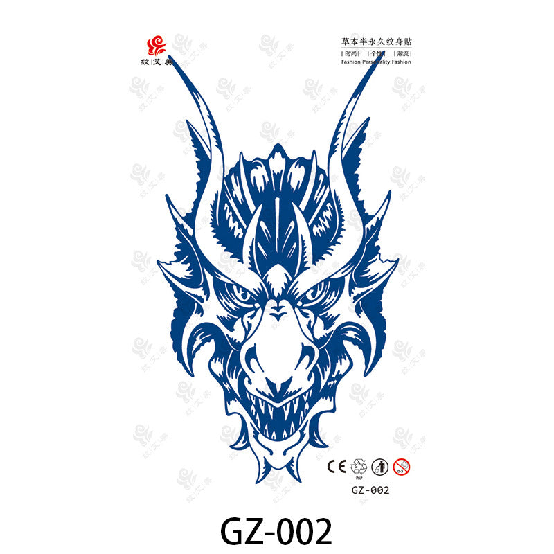 Free shipping Tattoo Factory in Stock Wholesale Herbal Semi-Permanent Tattoo Sticker Juice Tattoo Sticker Sweatproof and Waterproof Chest Tattoo Sticker