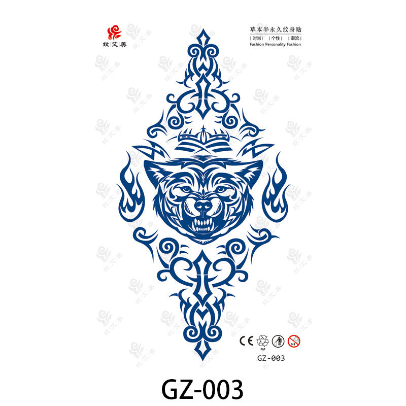 Free shipping Tattoo Factory in Stock Wholesale Herbal Semi-Permanent Tattoo Sticker Juice Tattoo Sticker Sweatproof and Waterproof Chest Tattoo Sticker
