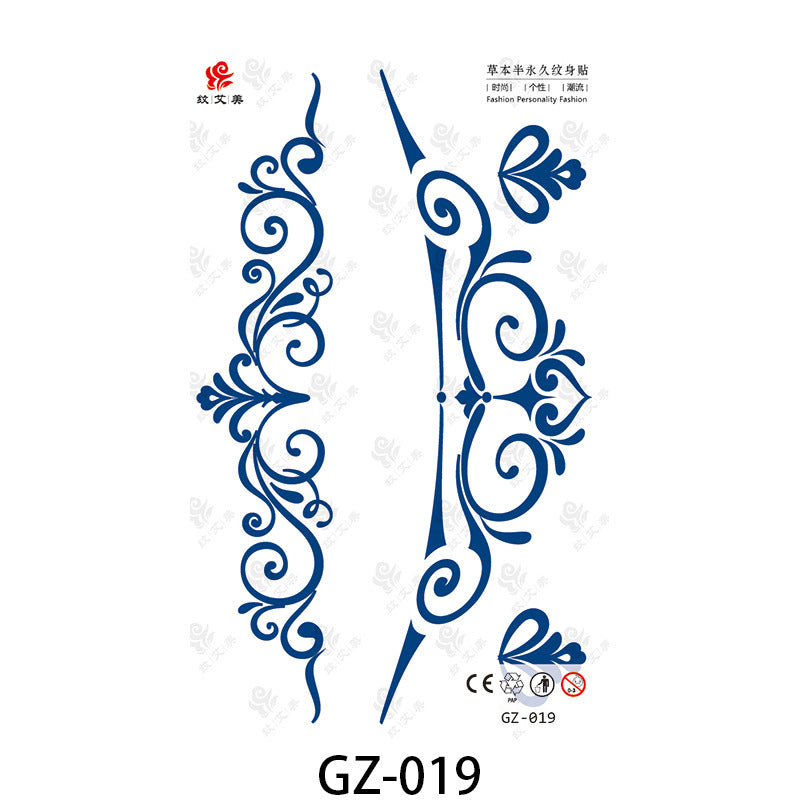 Free shipping Tattoo Factory in Stock Wholesale Herbal Semi-Permanent Tattoo Sticker Juice Tattoo Sticker Sweatproof and Waterproof Chest Tattoo Sticker