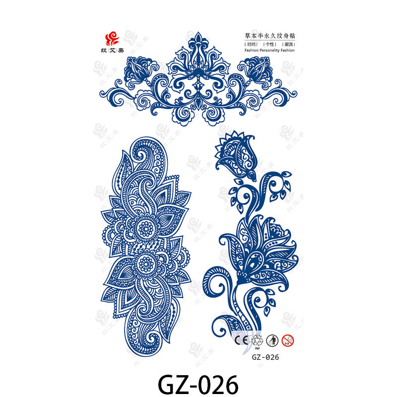 Free shipping Tattoo Factory in Stock Wholesale Herbal Semi-Permanent Tattoo Sticker Juice Tattoo Sticker Sweatproof and Waterproof Chest Tattoo Sticker