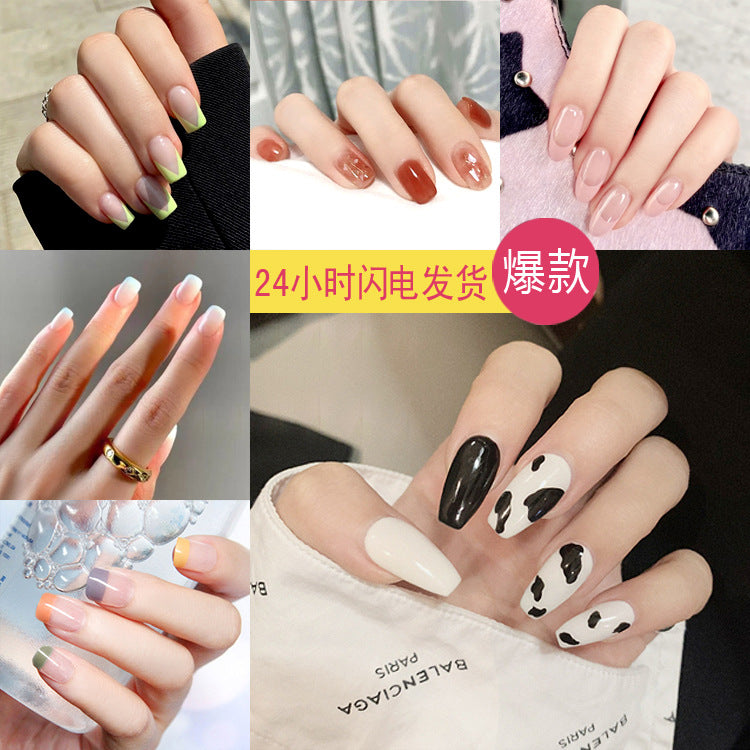Fashion  nail Internet Celebrity Fake Nail Patch Wear Armor Finished Product Nail Tip Nail Stickers Removable Nail Patch Stall Supply Manufacturer