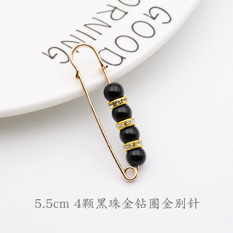 配饰胸针防走光珍珠胸针 女一字高档胸花别针蝴蝶插针丝巾扣 裙口收腰神器