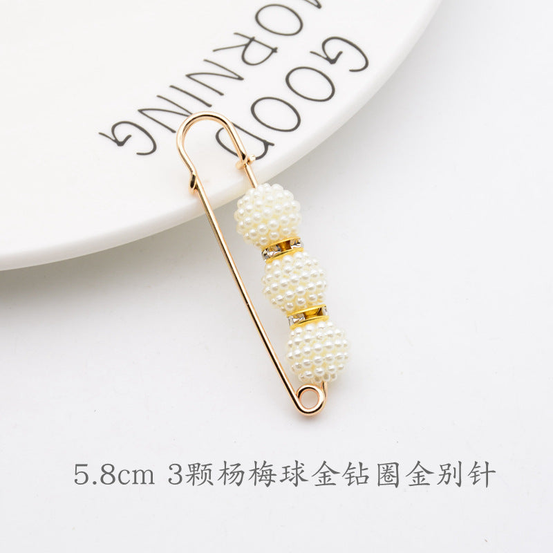 配饰胸针防走光珍珠胸针 女一字高档胸花别针蝴蝶插针丝巾扣 裙口收腰神器