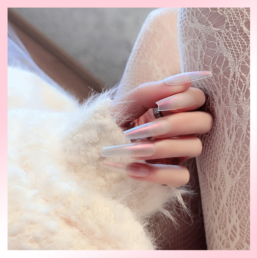 Fashion  nail Internet Celebrity Nail Art Long European and American Ballet Nail Wear Nail Finished Product Nail Stickers Fake Nails Nail Patch Aurora R6