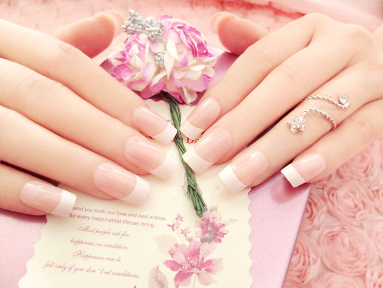 Fashion  nail Tina Nail Tips Finished Nail Beauty French Long Fake Nail Patch Wear 24 Pieces Boxed Long Style